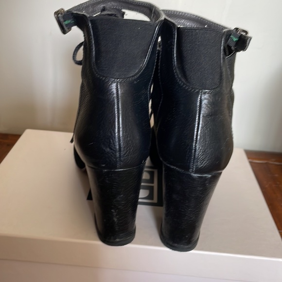 Leather booties real leather ties upfront small thick heel - Picture 4 of 11